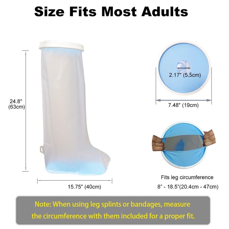 VerdGath Non-Slip Waterproof Leg Cast Cover for Shower Adult, Cast Protector for Shower Leg Adult, Leg Cast Bag for Shower Foot Cover for Shower After Surgery Reusable(24.8 in. Long) - Image 2